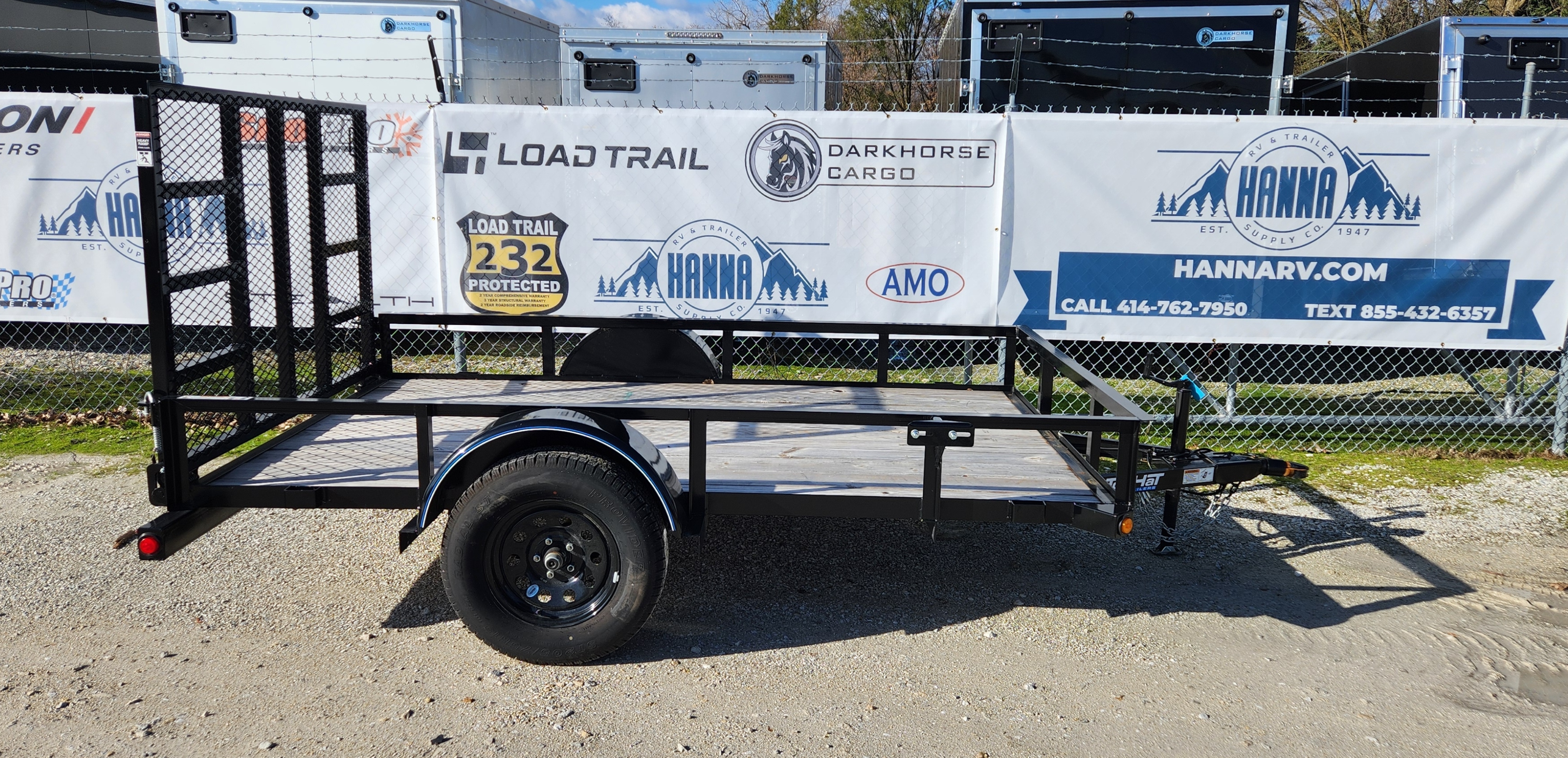 Top Hat 77 X 10 Steel Single Axle Utility Trailer with Ramp Gate,  12" High Side Rails